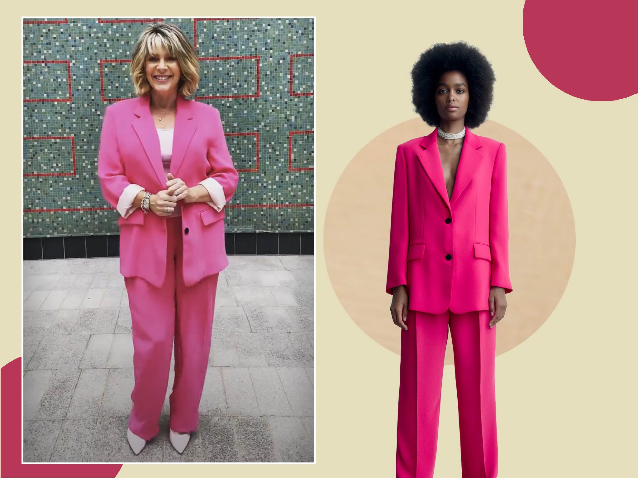 Zara pink outlet pant suit